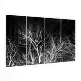 Night Trees 4 Pieces Mega Glass Wall Art (59"x36") | Insigne Art Design.